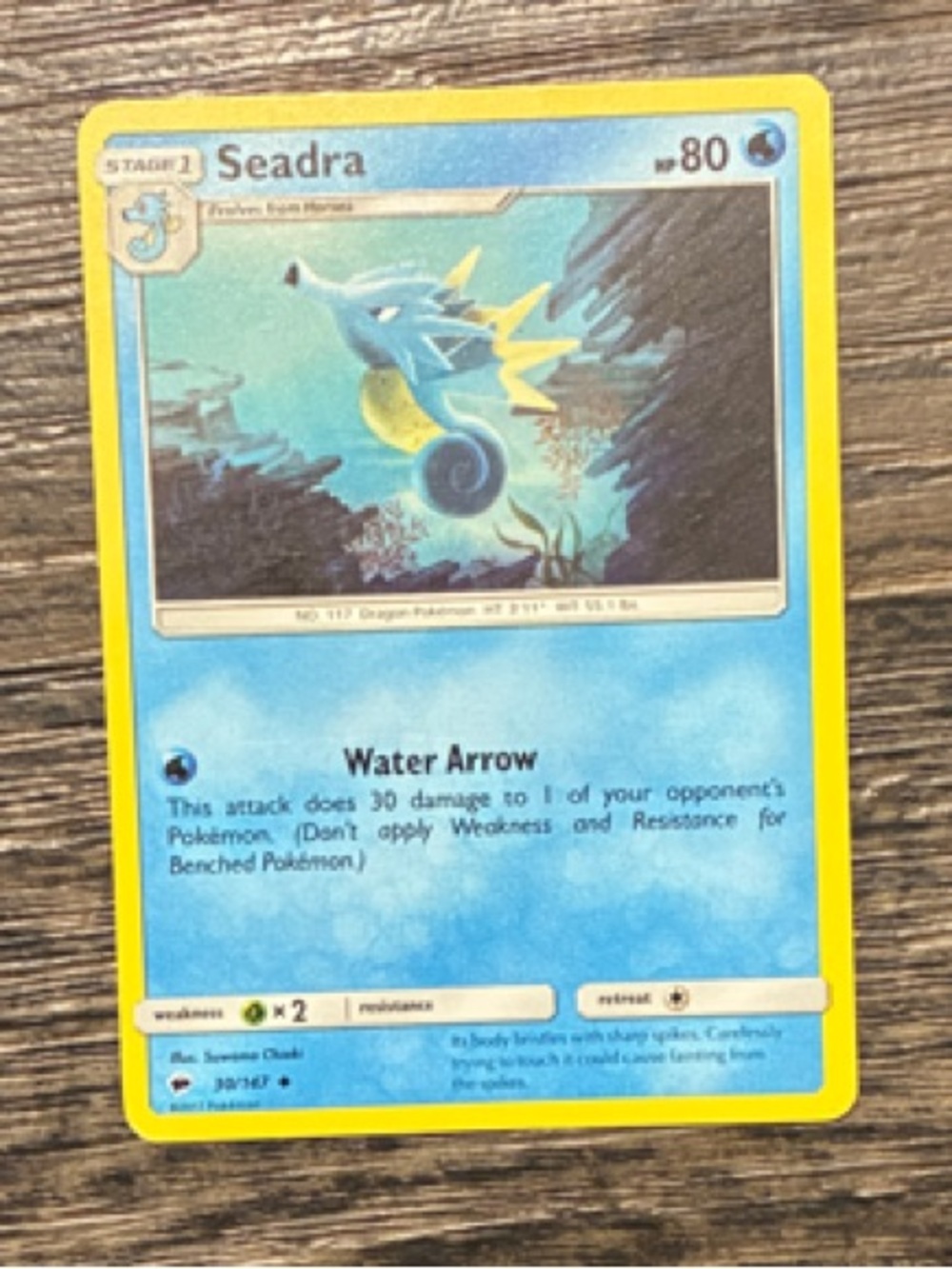 Pokemon Seadra Card - Stage 2 - 80 HP